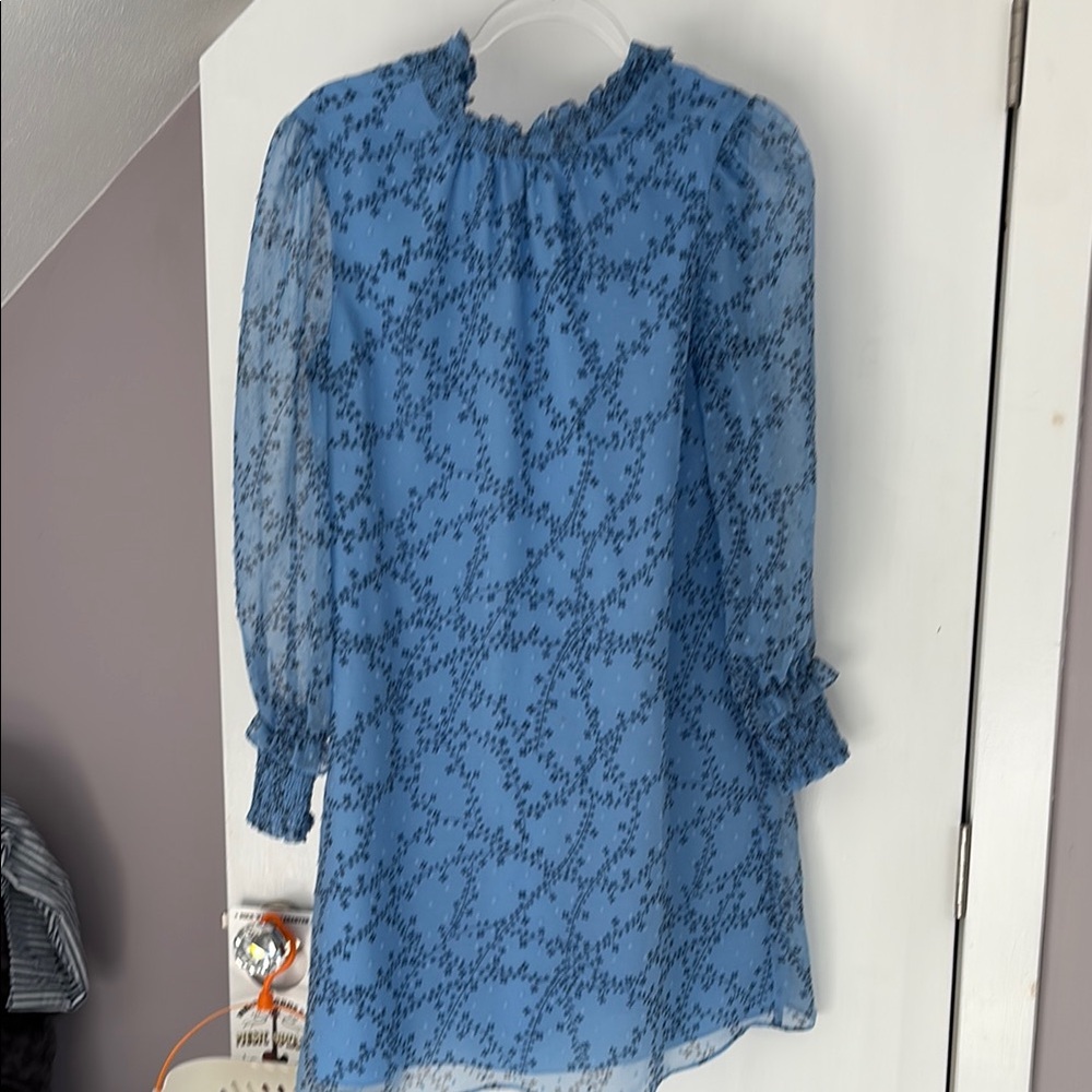 Draper James Blue Midi Dress with sheer arms